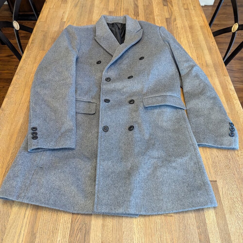 Men's XXL Gray Wool Blend Smart Double Breasted Coat